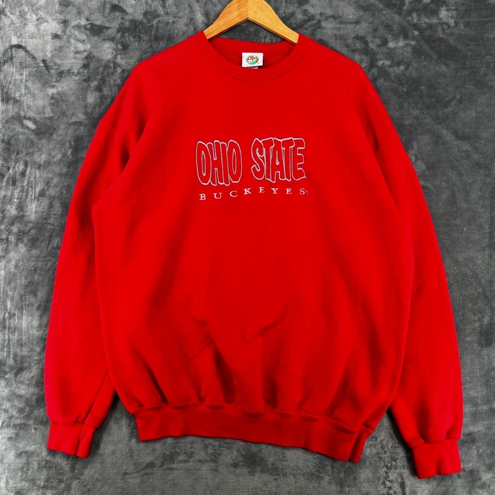 Vintage 90s Ohio State Buckeyes College Crewneck Sweatshirt Size XL Red USA 🇺🇸